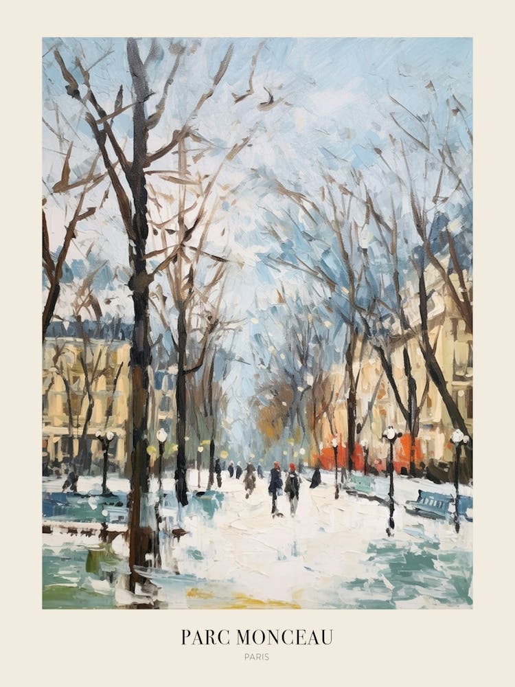 Winter City Park Poster Parc Monceau Paris France 2
