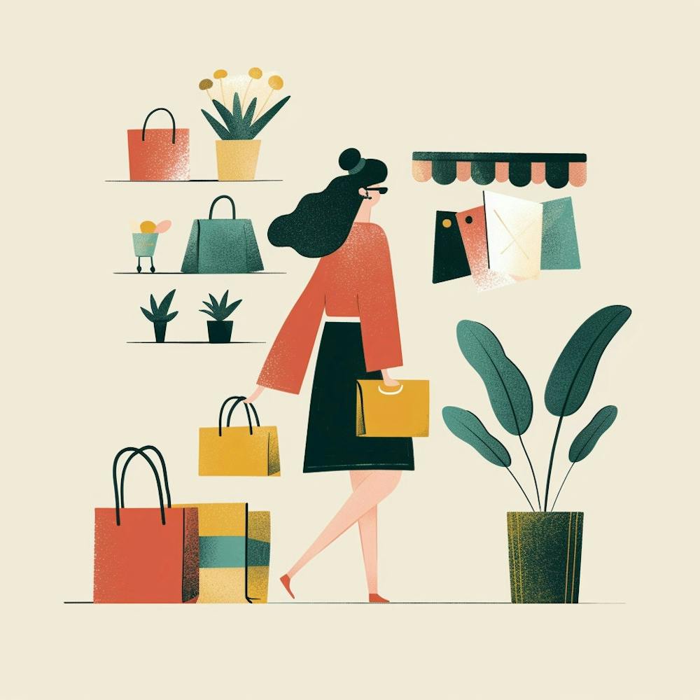 Illustration Of A Woman Shopping