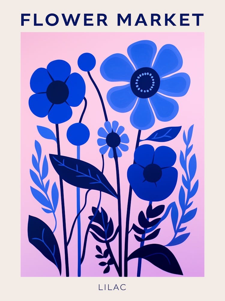 Blue Flower Market Poster Lilac 2