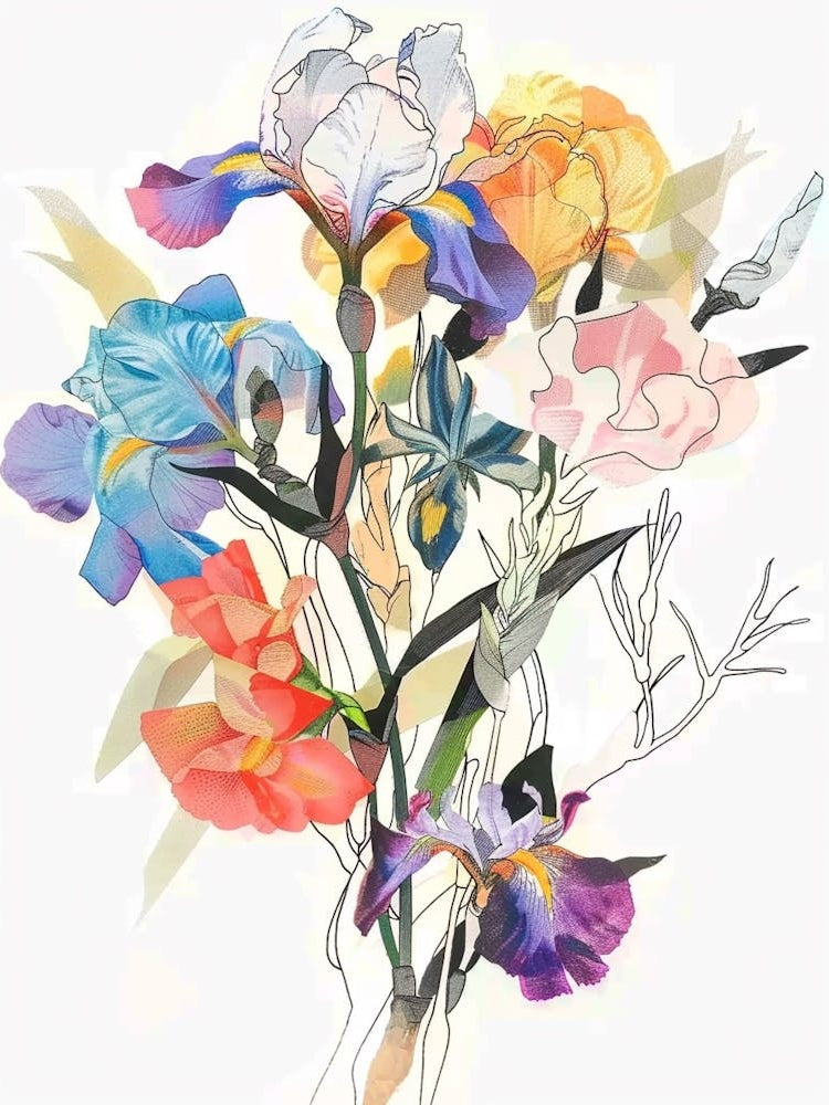 Iris 2 Collage Flower Bouquet