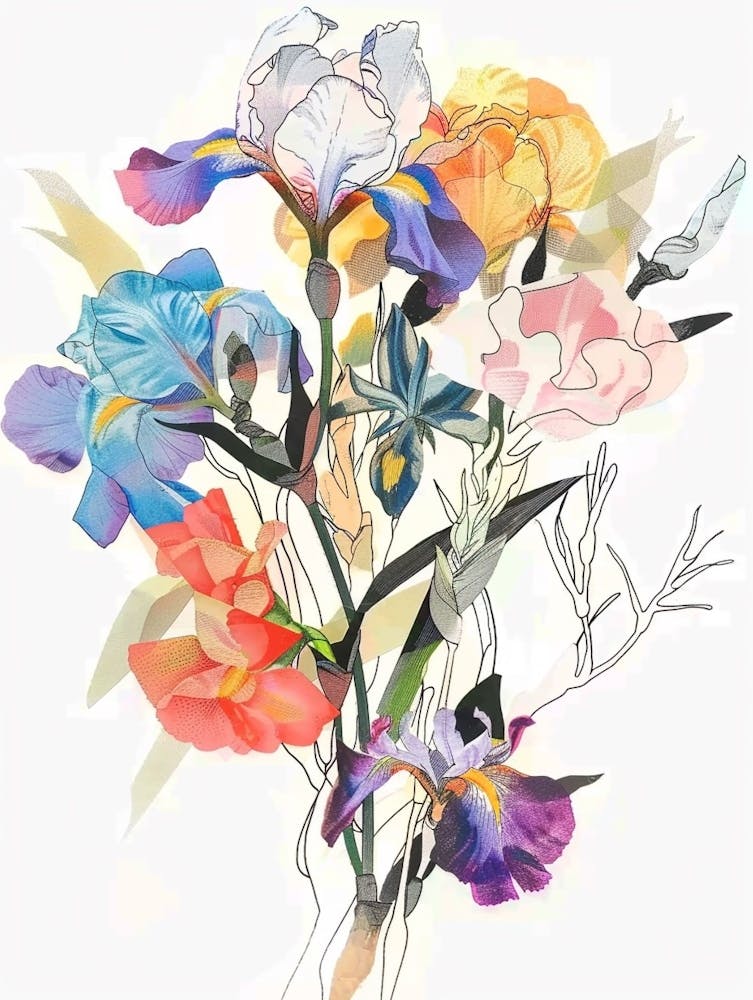 Iris 2 Collage Flower Bouquet