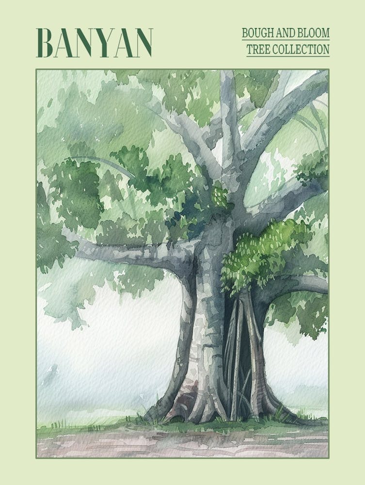 Banyan Tree Atmospheric Watercolour Painting 6 Poster