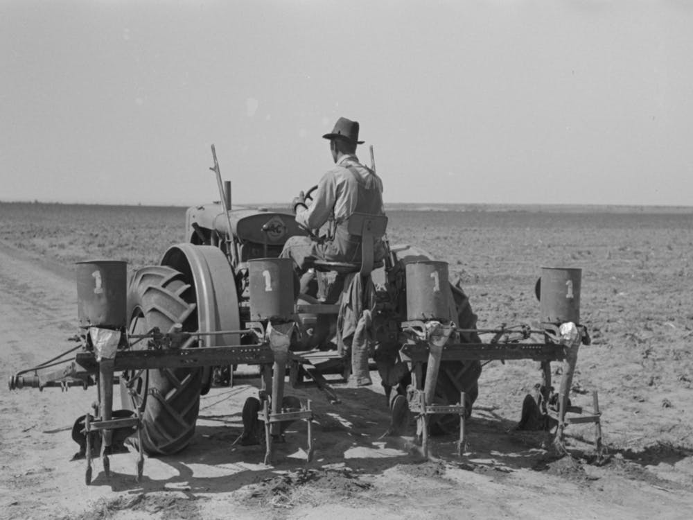 Tractor With Four Row Planter, Large Farm Near Ralls, Texas, This Planter Was Fashioned And Made By A Smith From