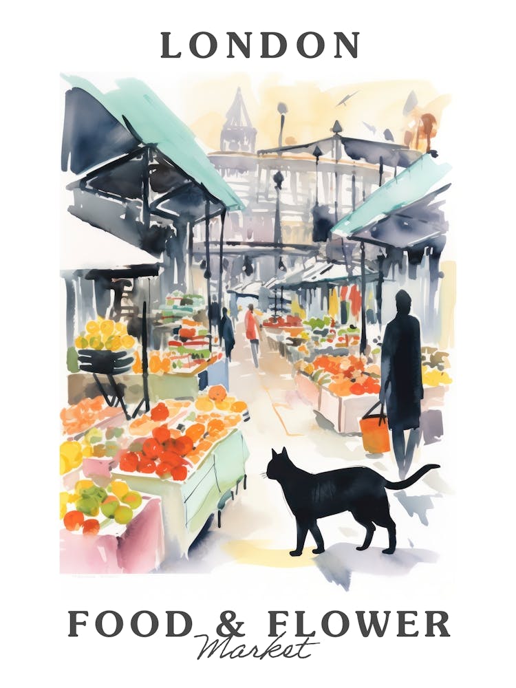 Food Market With Cats In London 2 Poster
