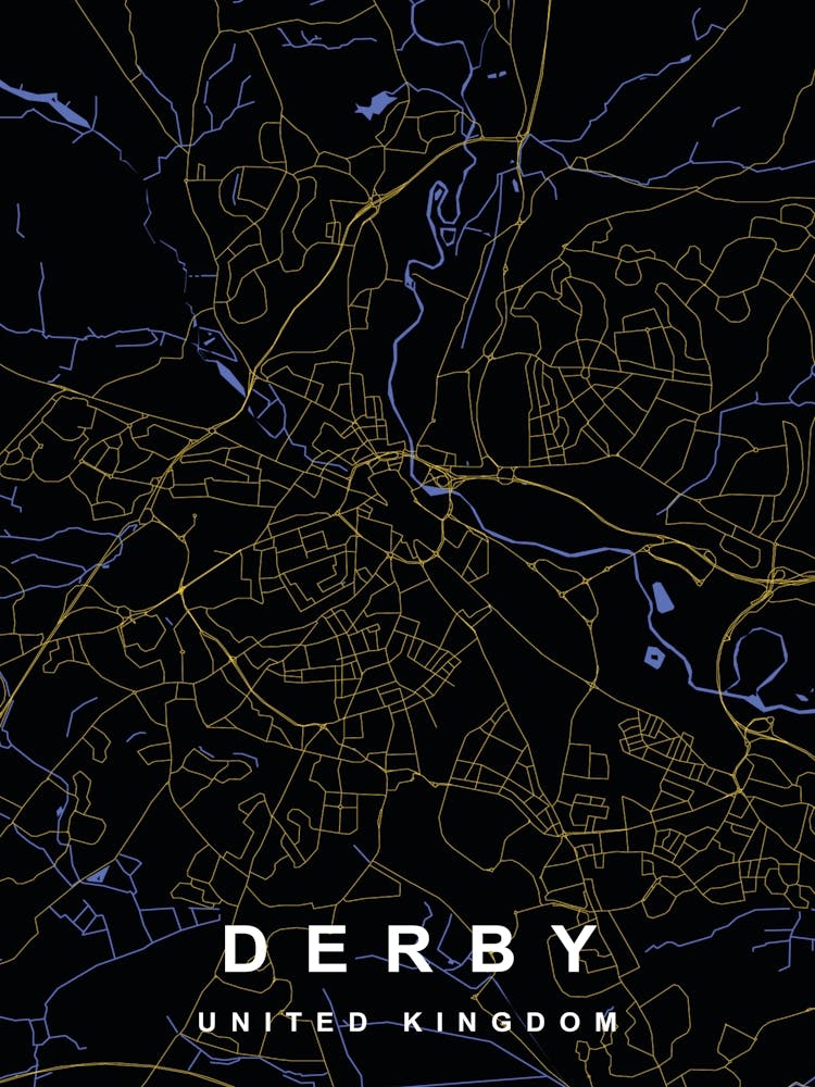 Derby City Map Black and Gold