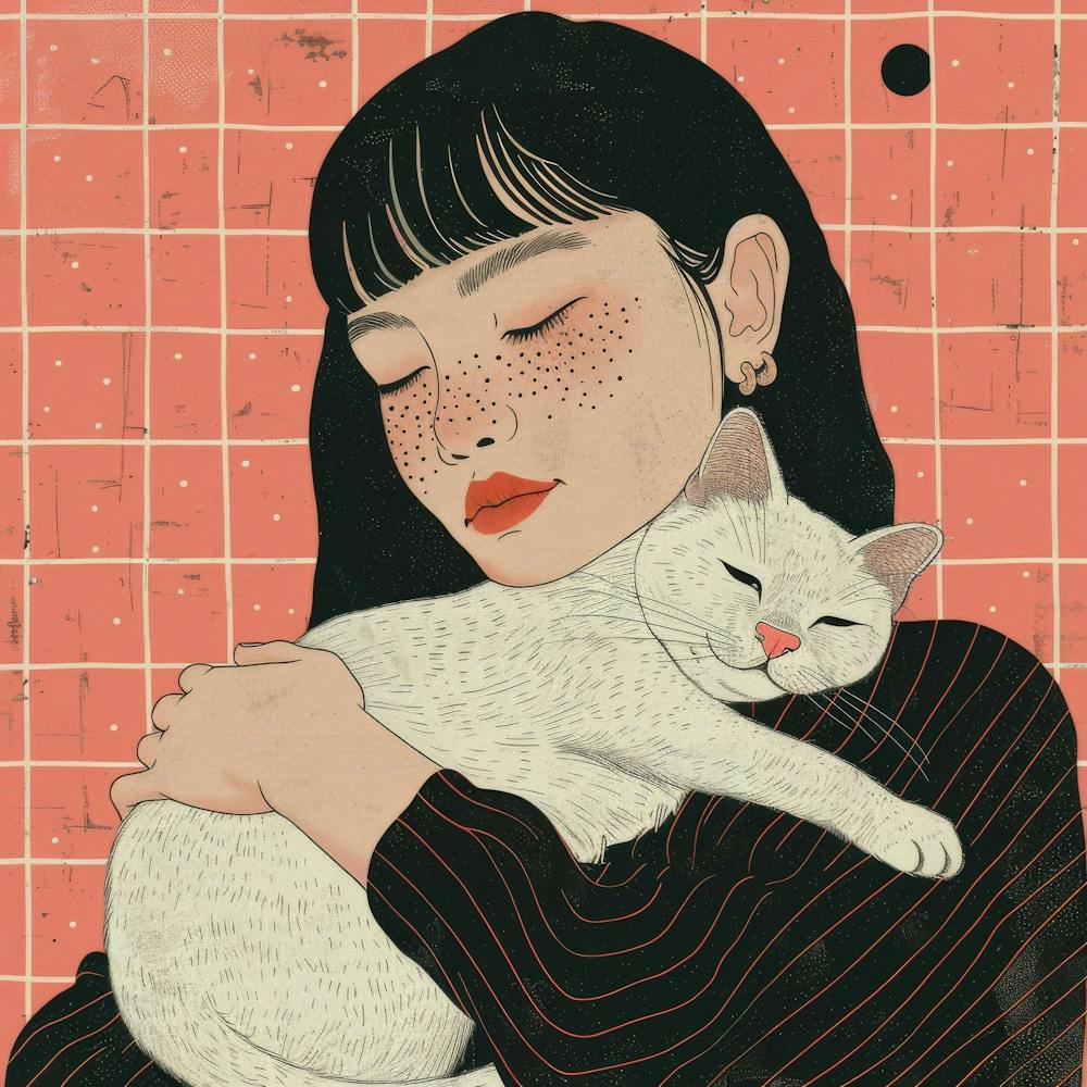 Mädchen mit einer Katze 1