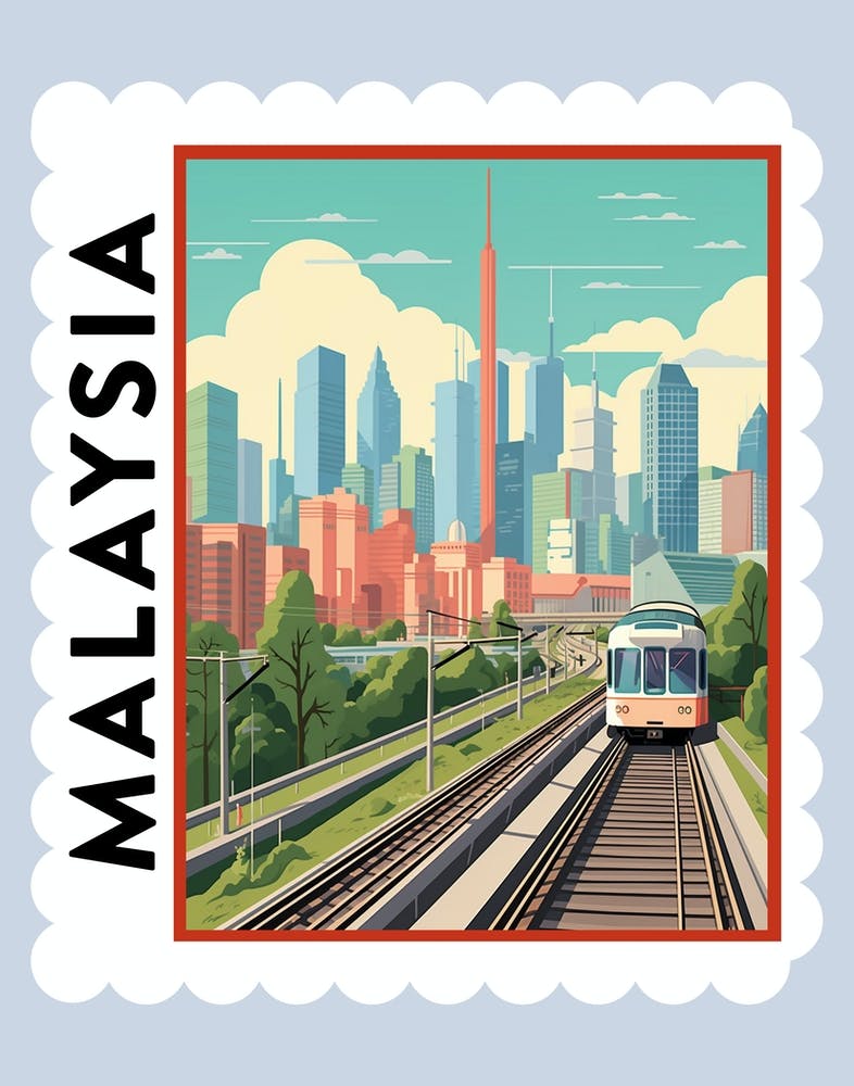 Malaysia Travel Stamp Poster
