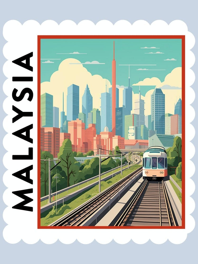 Malaysia Travel Stamp Poster