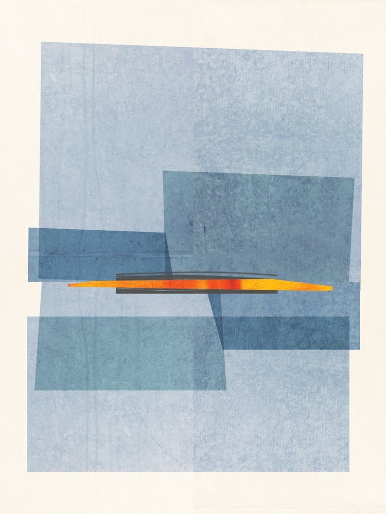 Blue Blocky Abstract Art