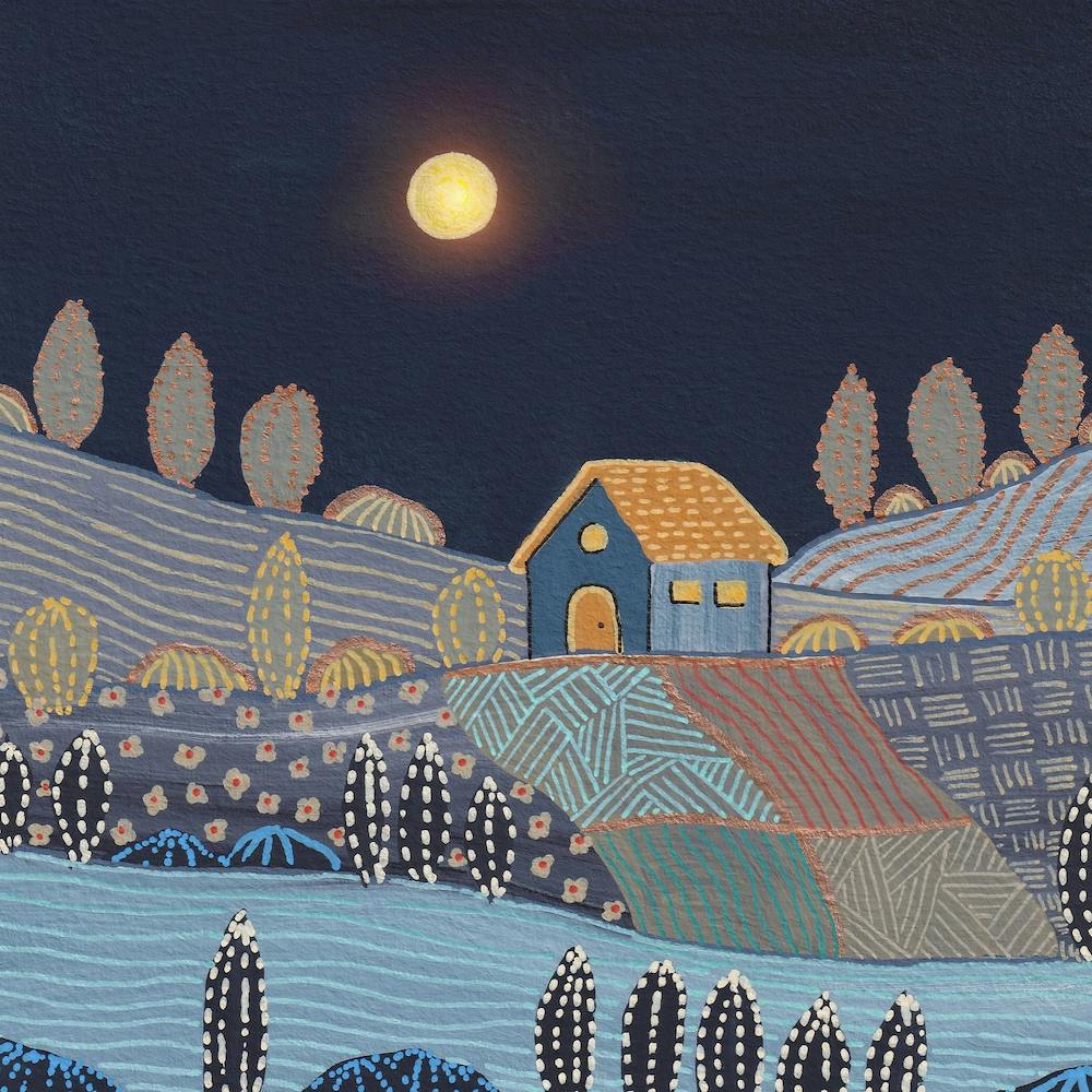 Midnight And Patterned Hills 2 Square