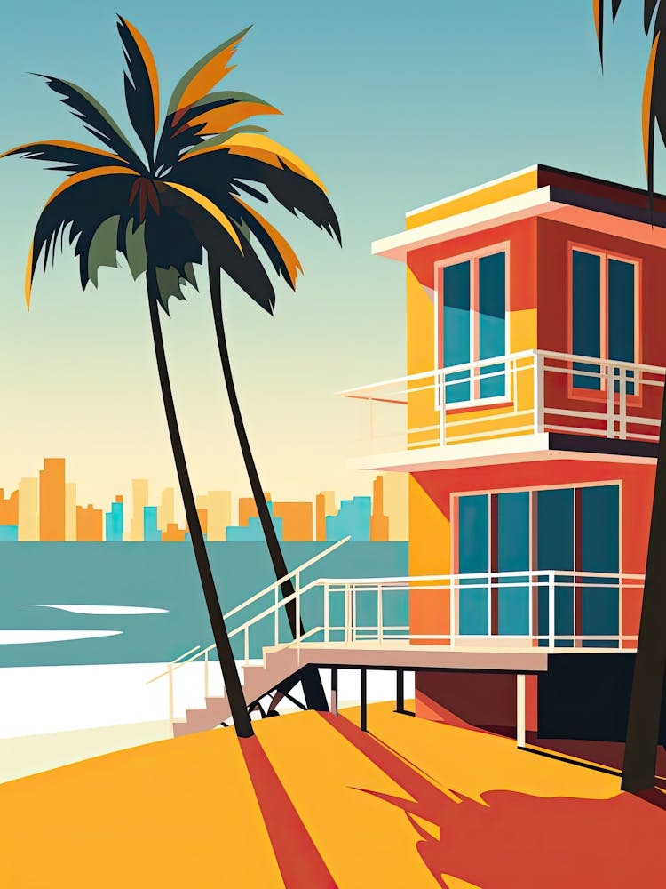 Miami Beach Florida, Usa, Bold Outlines 2