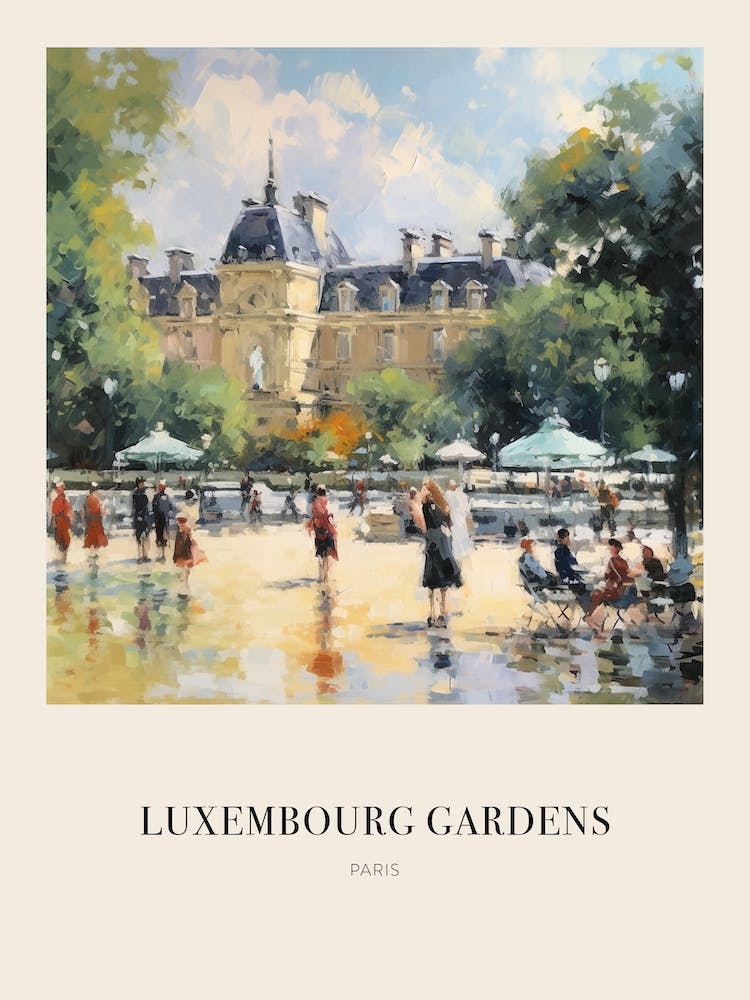 Luxembourg Gardens Paris 3 Vintage Cezanne Inspired Poster