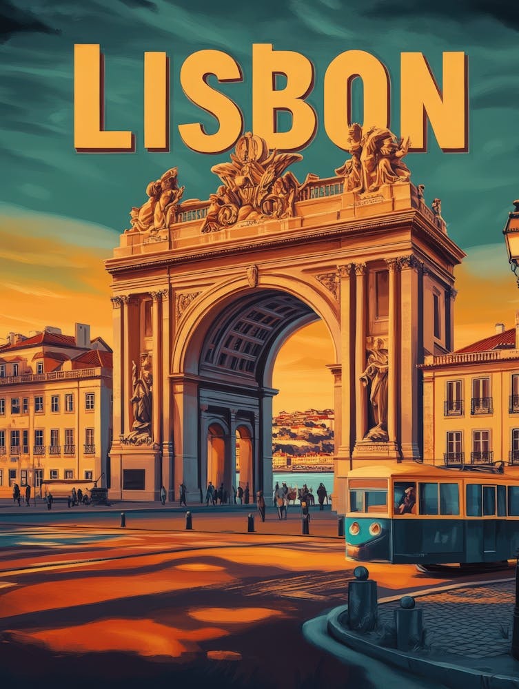 Aihrgdesign A Retro Travel Poster For Lisbon 2
