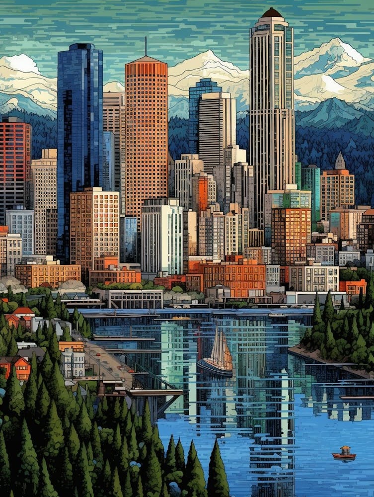 Seattle Washington Pointillism 7