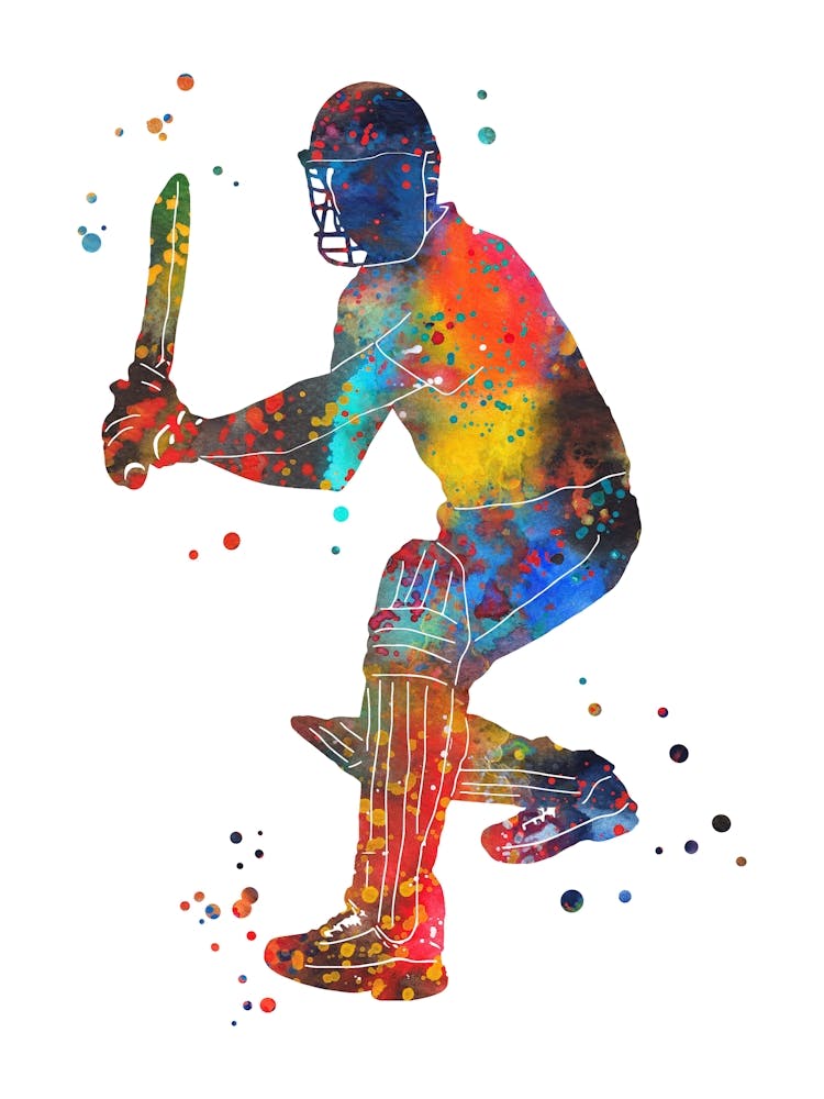 Cricket Batsman Playing A Stroke