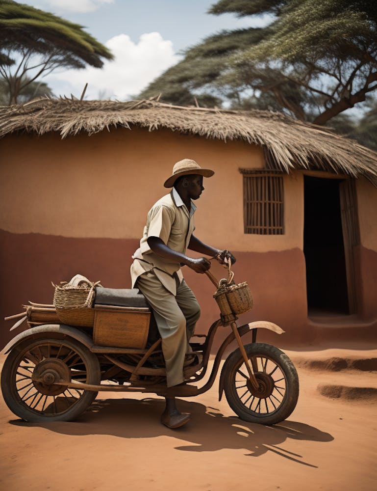 Man On Motorcycle In Africa