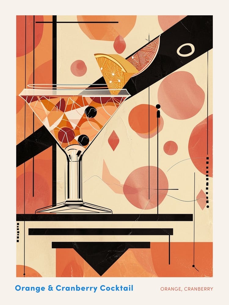 Art Deco Fruity Orange & Cranberry Cocktail 2 Poster