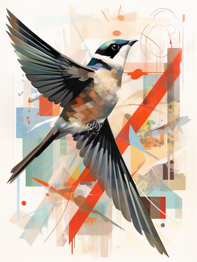 Bird Painting Collage Chimney Swift 1