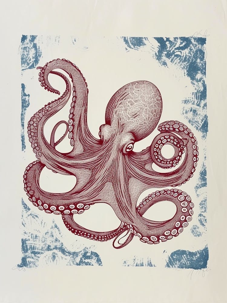 Brushstrokes Octopus Vintage 2