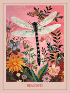 Floral Animal Painting Dragonfly 2 Poster