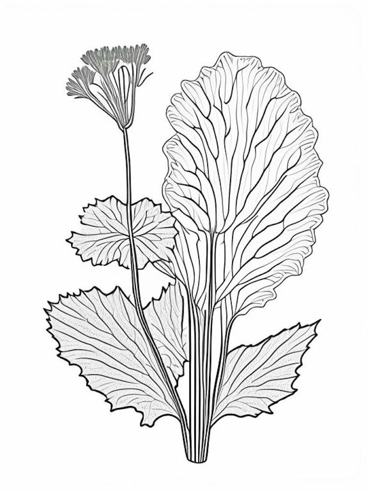 Coltsfoot Herb William Morris Inspired Line Drawing 2