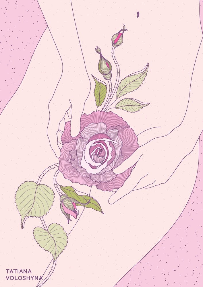 Girl Body And Roses