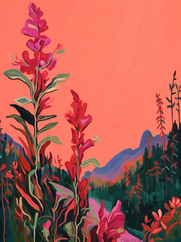 Boho Wildflower Painting Fireweed 1