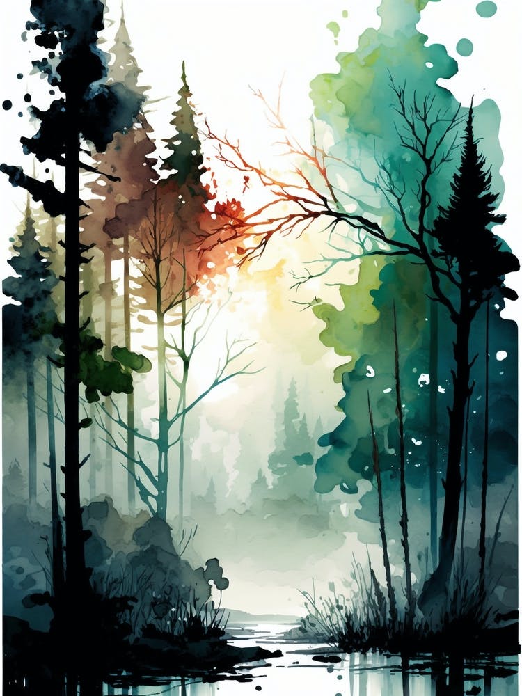 Watercolor Of A Forest 4