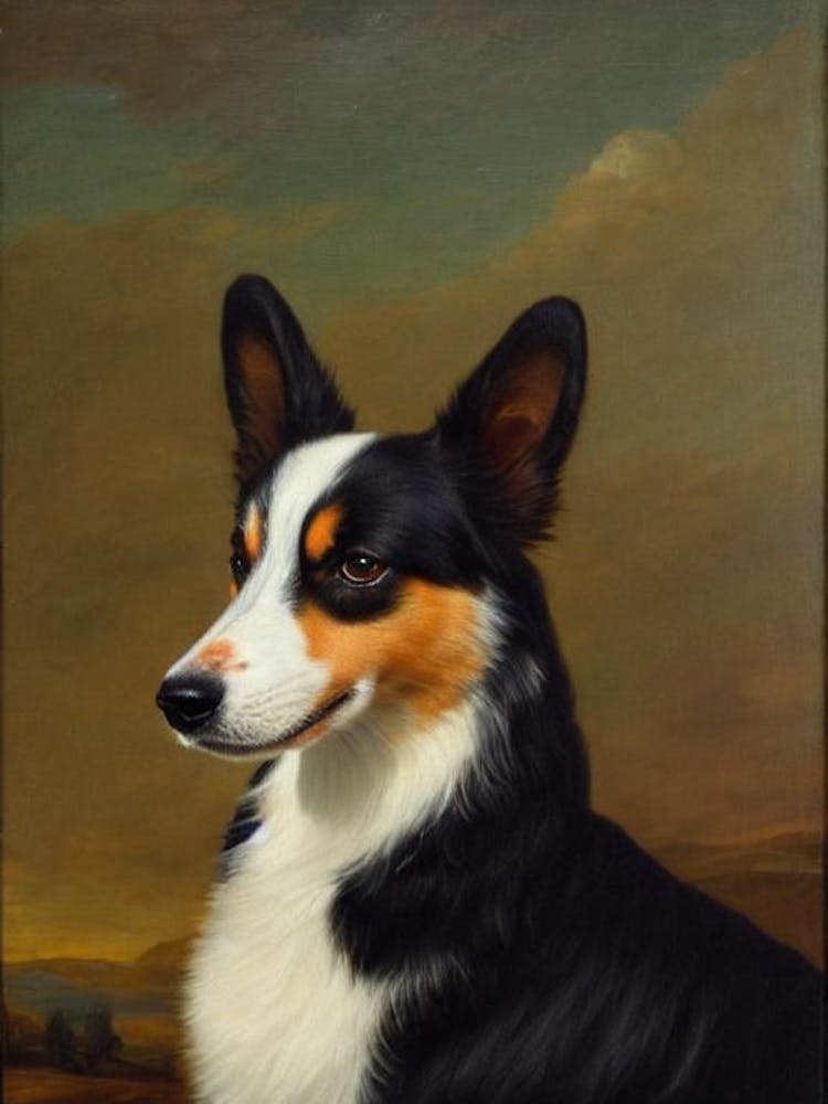 Cardigan Welsh Corgi Renaissance Portrait Oil Painting