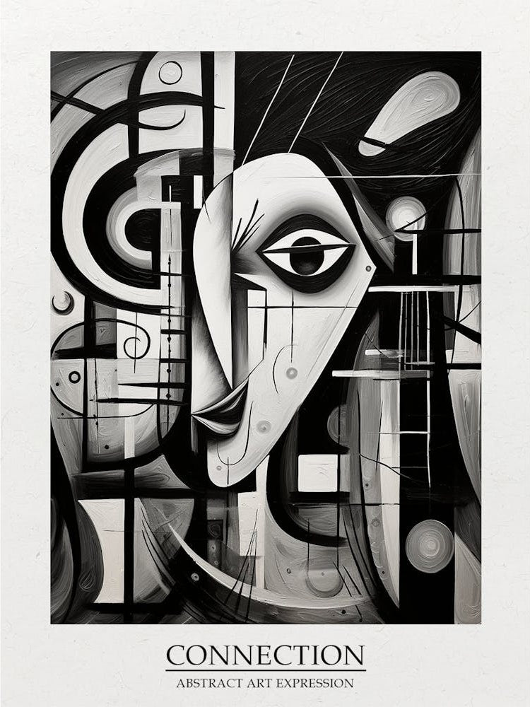 Connection Abstract Black And White 5 Poster