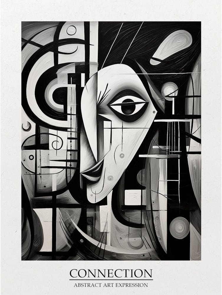 Connection Abstract Black And White 5 Poster