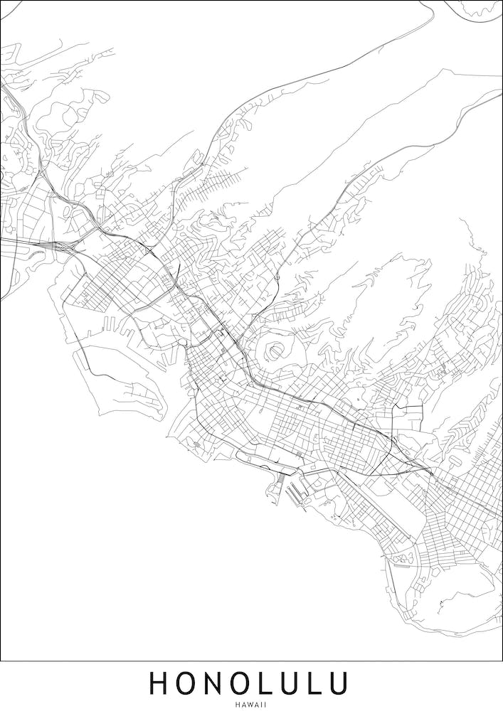 Honolulu White Map