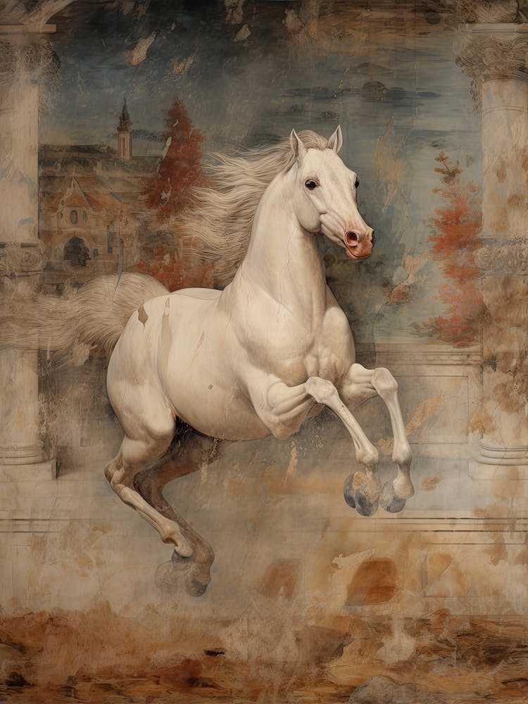 A Horse Painting In The Style Of Fresco Painting 1