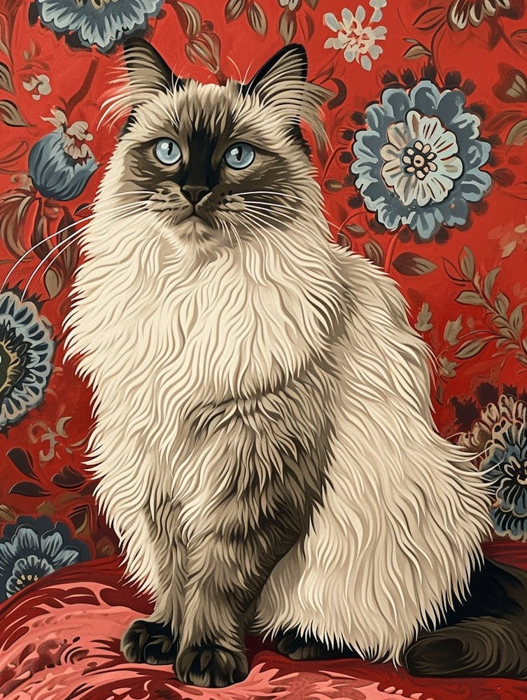 Birman Cat Relief Illustration 2