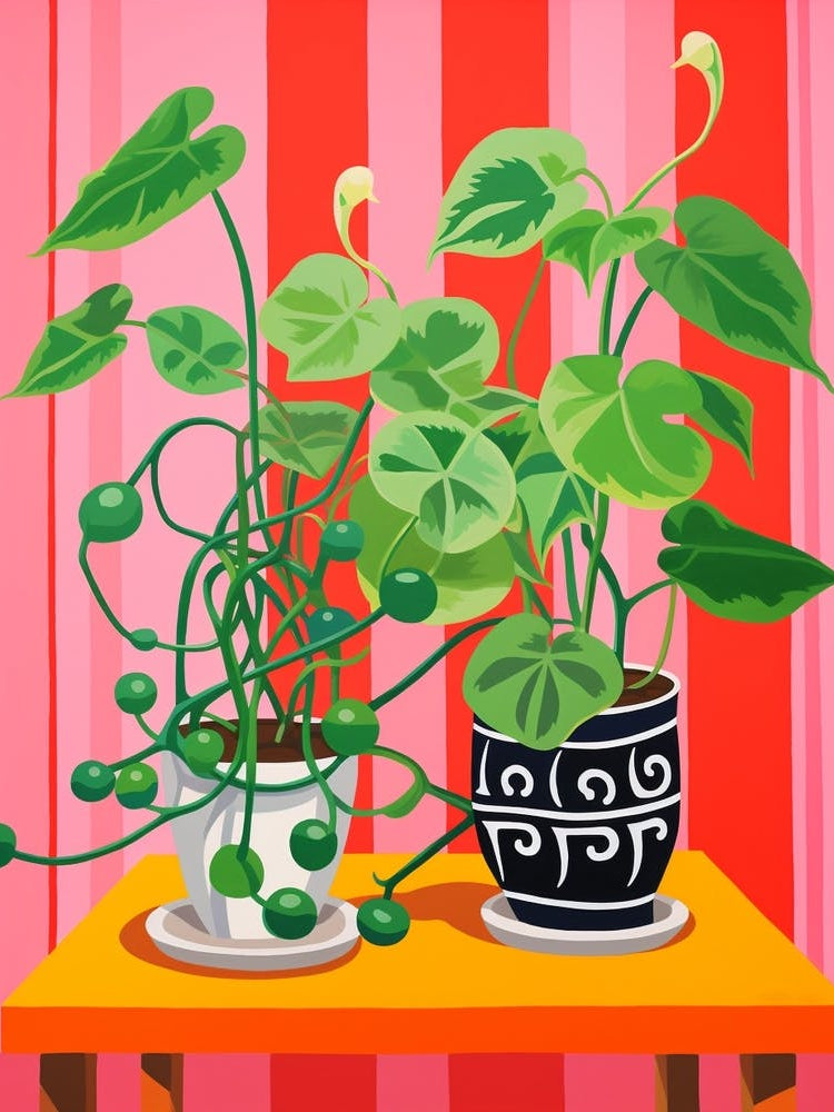 Pink And Red Plant Illustration Pothos Pearls 1