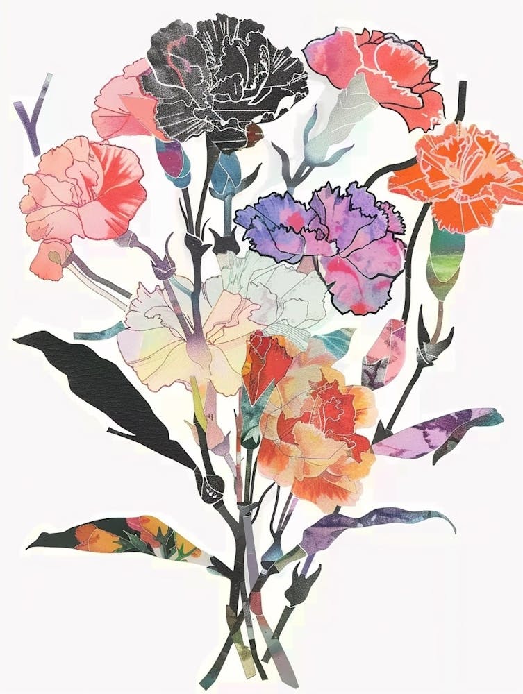 Carnation 5 Collage Flower Bouquet