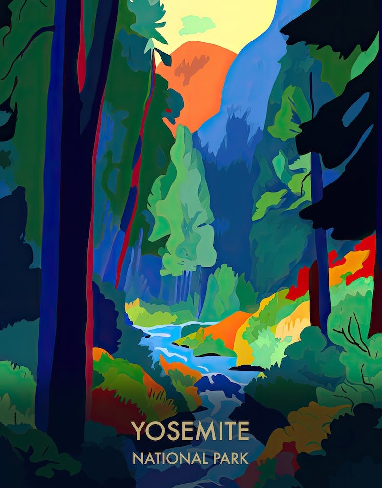 Yosemite National Park Reiseposter im Matisse-Stil 4