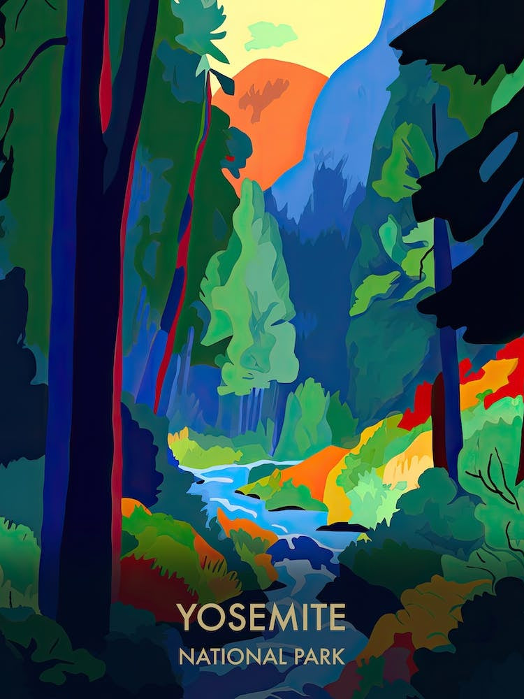 Yosemite National Park Travel Poster Matisse Style 4