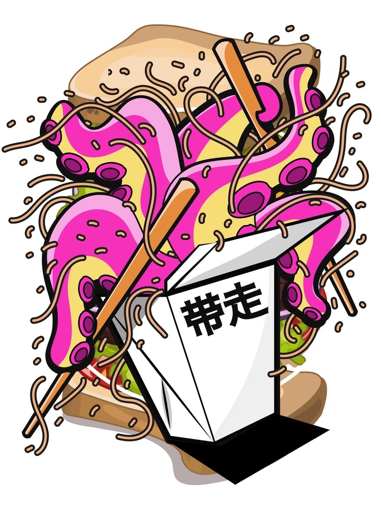 Octopus In a take away Box