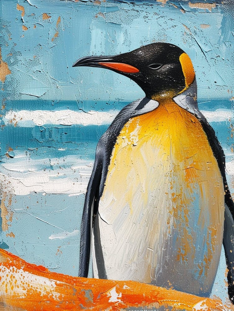 King Penguin Dunedin Taiaroa Head Colour Block Painting 1