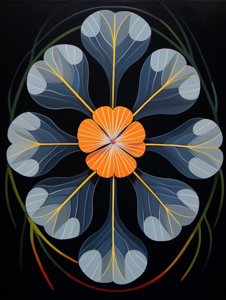 Flax Flower 3 Hilma Af Klint Inspired Flower Illustration