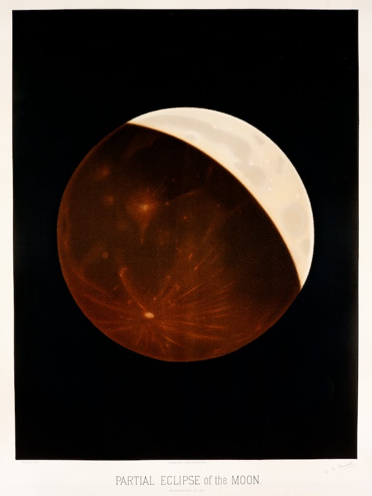 Partial Eclipse Of The Moon, Vintage Astrology