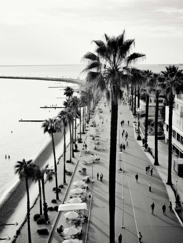 Cannes, France, Black And White Old Photo 2