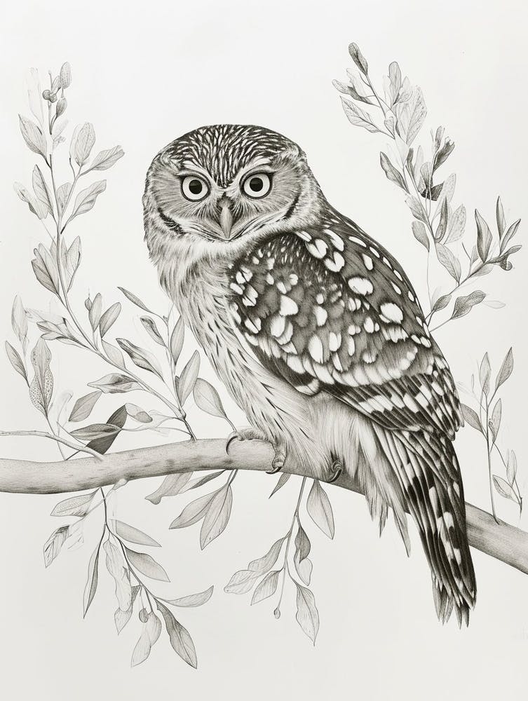 Burmese Fish Owl Drawing 3