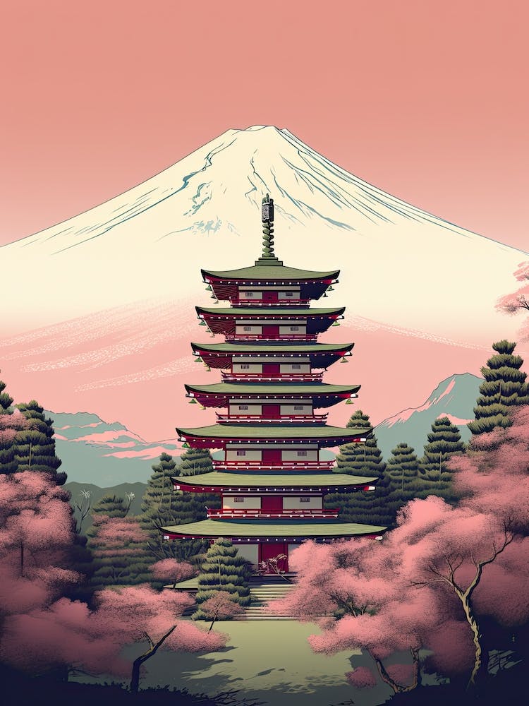Mount Fuji Japan Reiseillustration 6