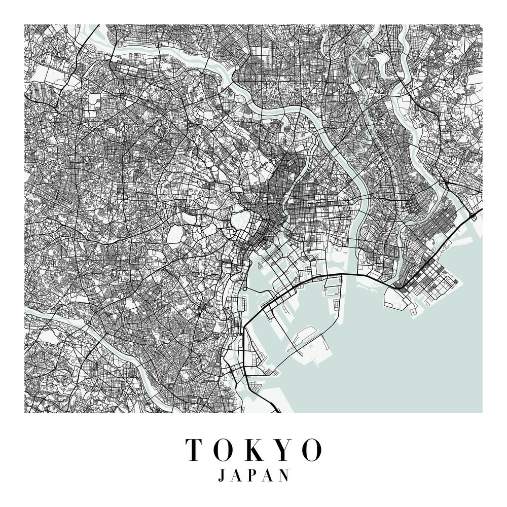 Tokyo Japan Street Map Minimal Color Square