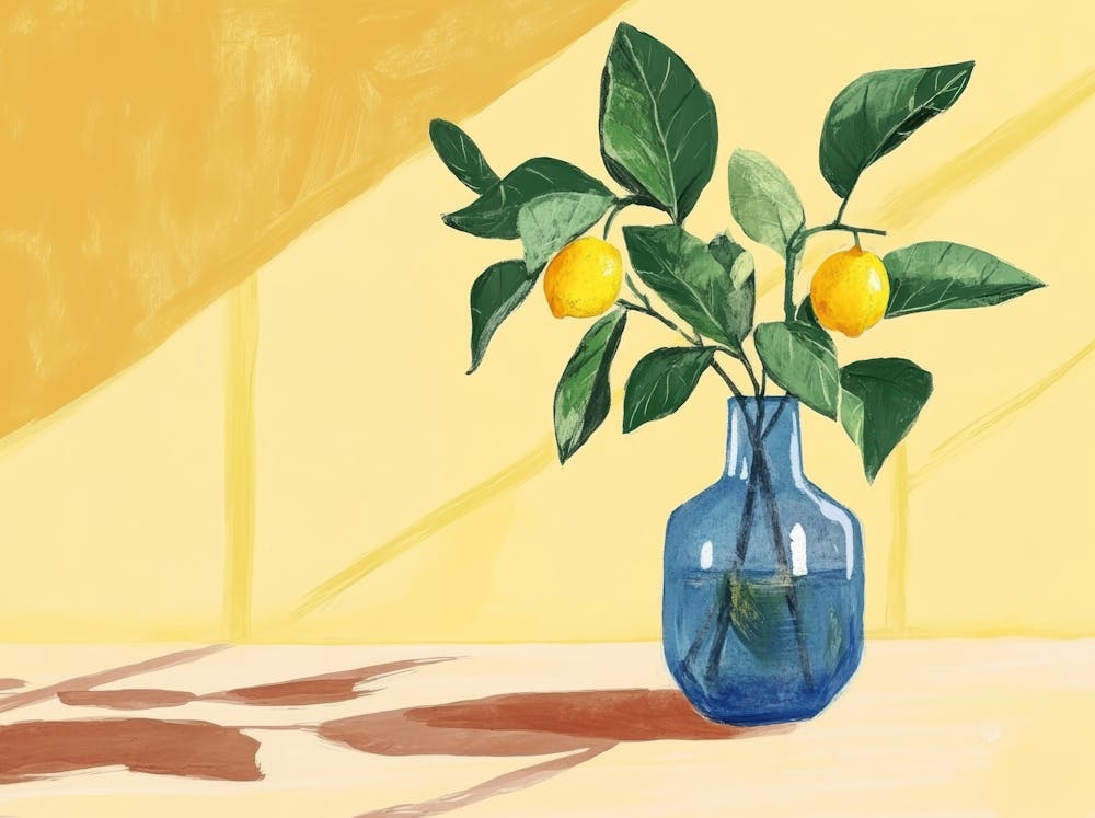 Lemons In A Blue Vase
