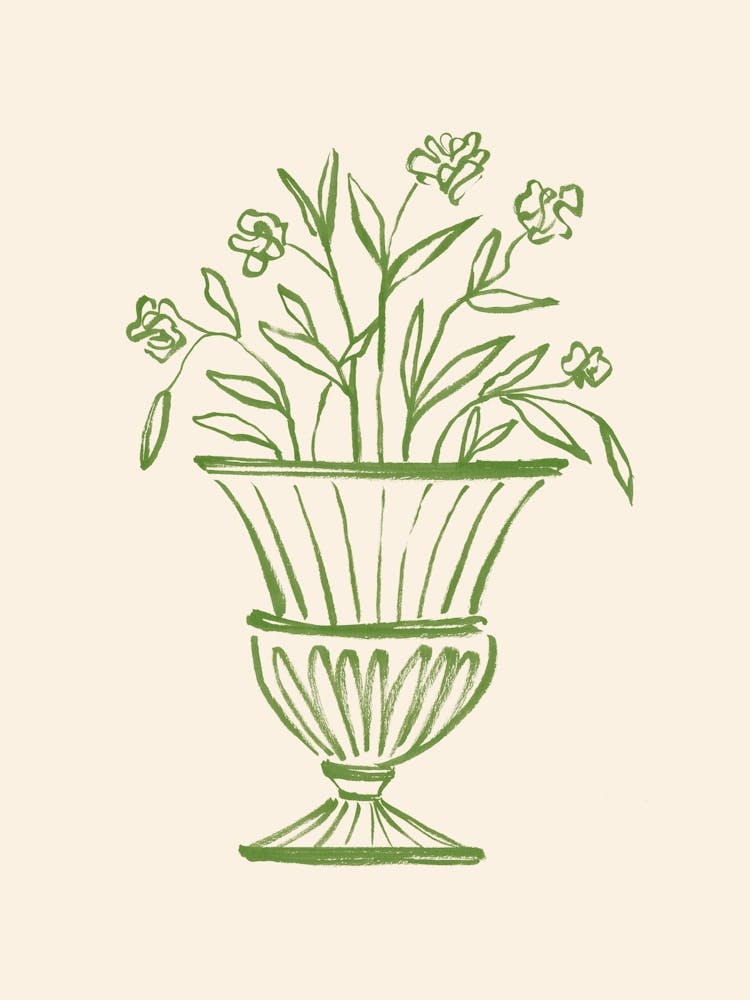 Garden Pot Floral Antique Vase Greco-roman Still Life - Green