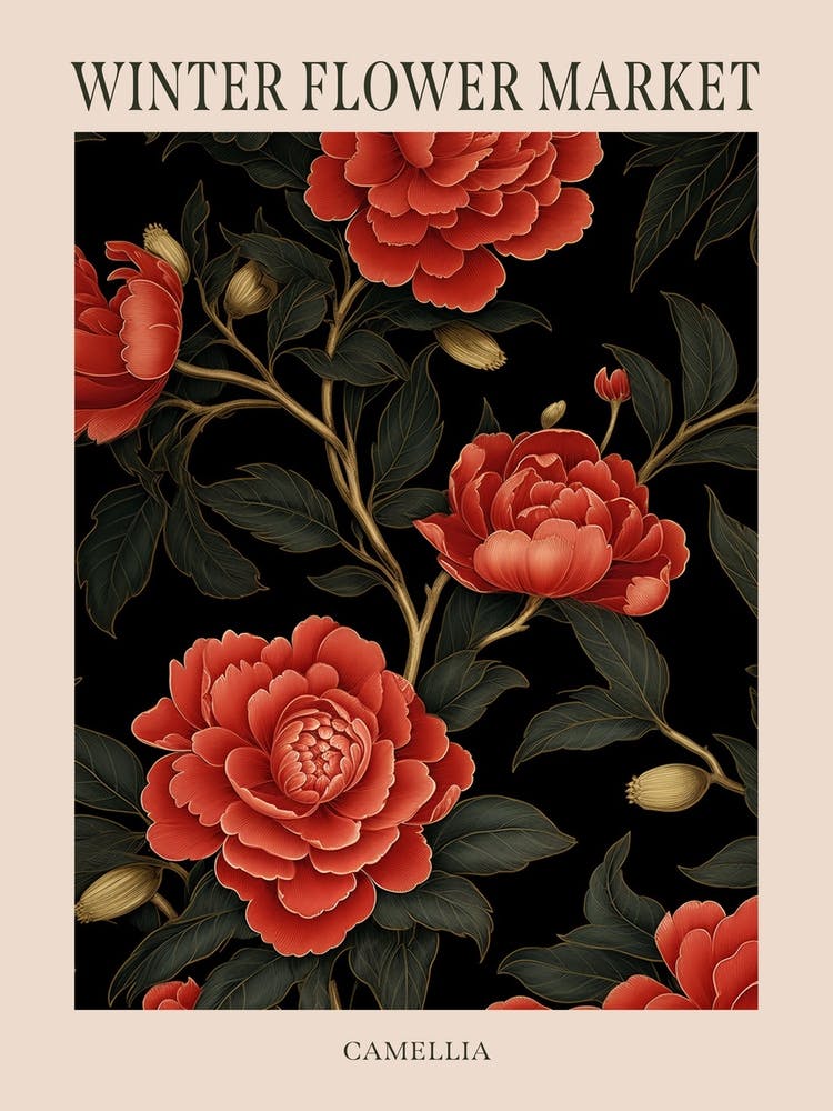 Camellia 3 Winter Flower Market Poster