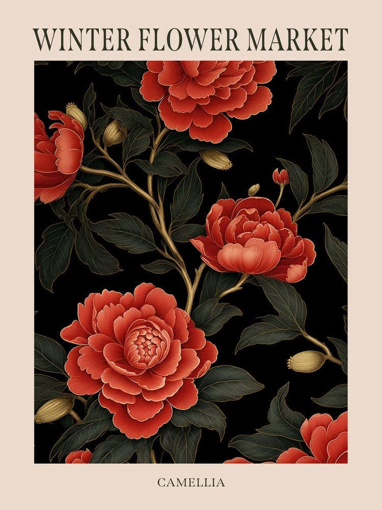 Camellia 3 Winter Flower Market Poster